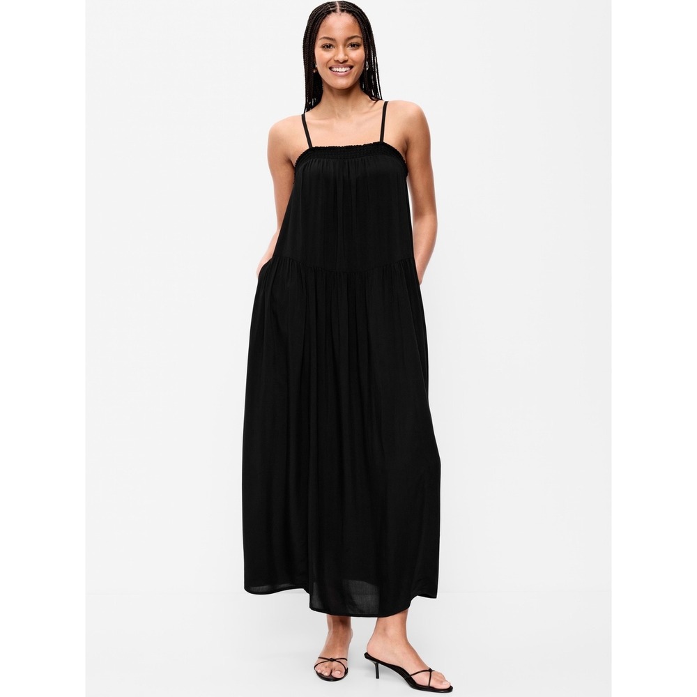 Old Navy Airy Smocked Maxi Dress Black XL NWT